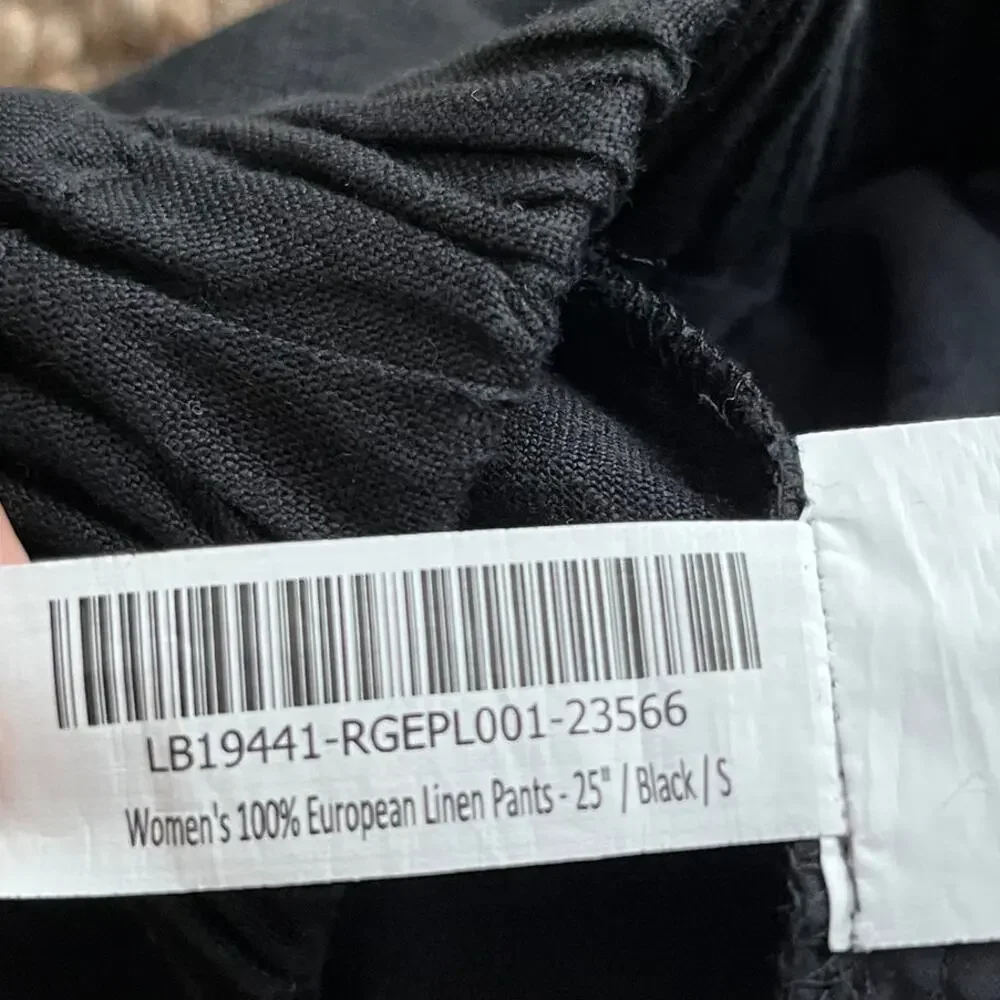 Quince 100% European Linen Pants Black Size S Pull On Crop Ankle Coastal Resort